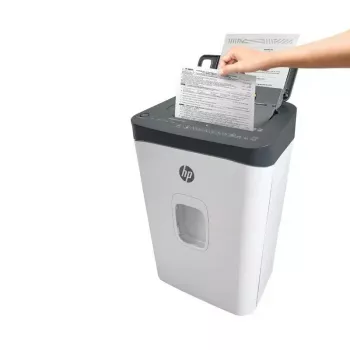 Paberipurustaja HP ONESHRED Auto 200CC — automaatse söötmisega 200-leheline mahutavus, mikropeenestus P-4, 28 l prügikast, valge-hall