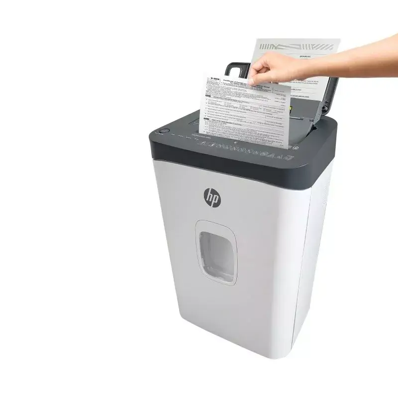 Paberipurustaja HP ONESHRED Auto 200CC — automaatse söötmisega 200-leheline mahutavus, mikropeenestus P-4, 28 l prügikast, valge-hall