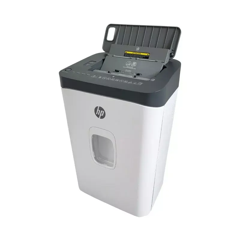 Paberipurustaja HP ONESHRED Auto 200CC — automaatse söötmisega 200-leheline mahutavus, mikropeenestus P-4, 28 l prügikast, valge-hall