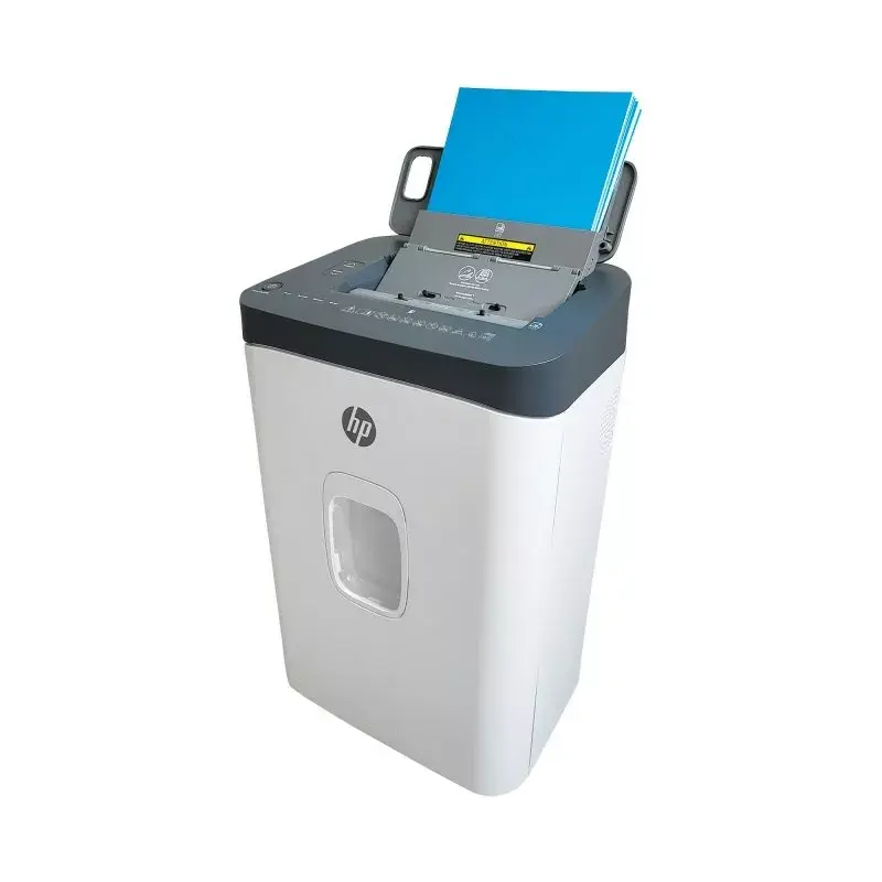 Paberipurustaja HP ONESHRED Auto 200CC — automaatse söötmisega 200-leheline mahutavus, mikropeenestus P-4, 28 l prügikast, valge-hall