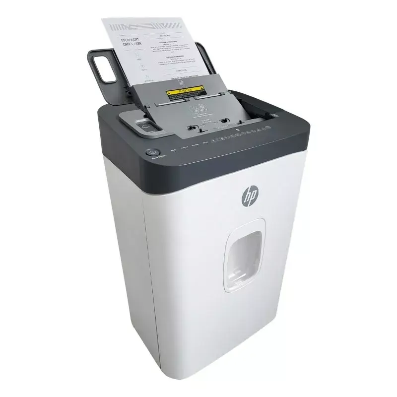 Paberipurustaja HP ONESHRED Auto 200CC — automaatse söötmisega 200-leheline mahutavus, mikropeenestus P-4, 28 l prügikast, valge-hall
