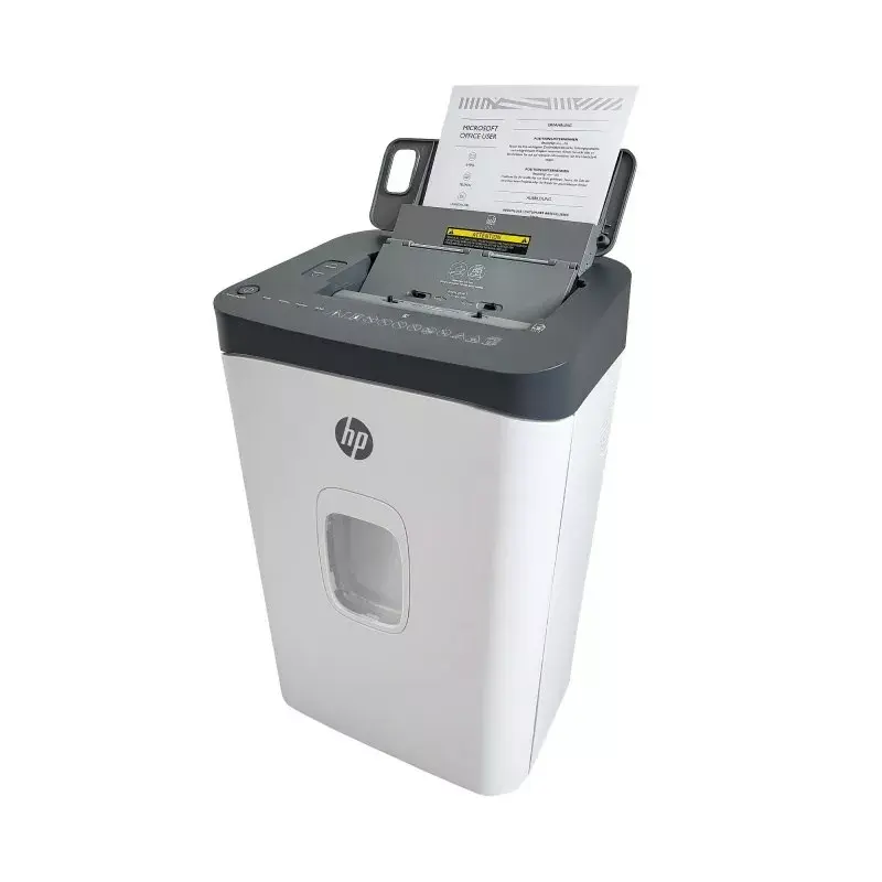 Paberipurustaja HP ONESHRED Auto 200CC — automaatse söötmisega 200-leheline mahutavus, mikropeenestus P-4, 28 l prügikast, valge-hall