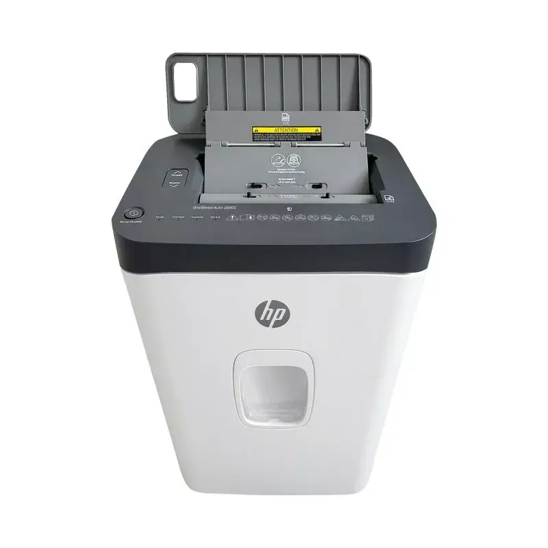 Paberipurustaja HP ONESHRED Auto 200CC — automaatse söötmisega 200-leheline mahutavus, mikropeenestus P-4, 28 l prügikast, valge-hall