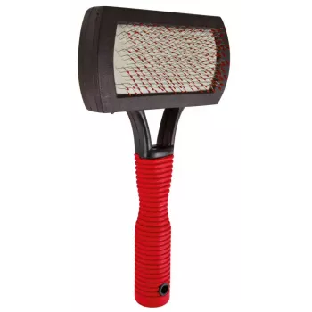Brush Trixie 2301 rubber grooming brush for cats and dogs, ergonomic anti-slip handle, red/Must