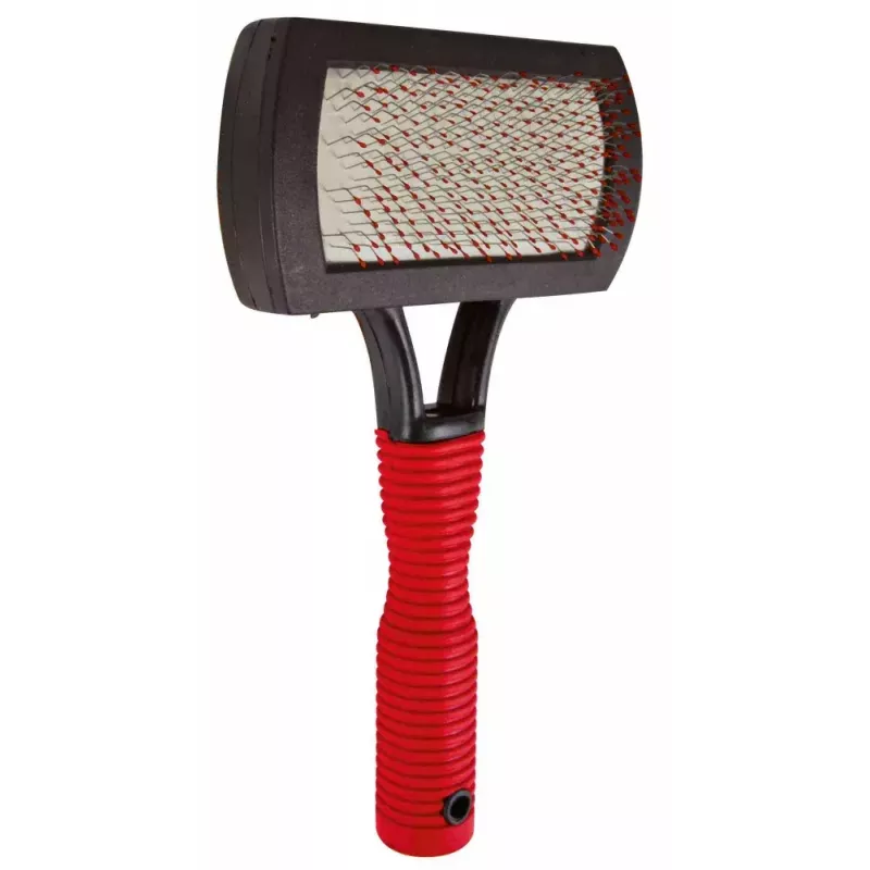 Brush Trixie 2301 rubber grooming brush for cats and dogs, ergonomic anti-slip handle, red/Must