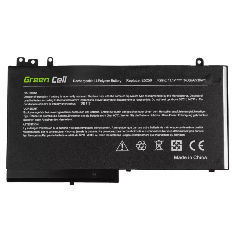 Aku roheline Cell DE117 DELL Latitude 11 3150/3160, 12/ E5250/E5270 jaoks — LiPo 11,1V 3400mAh, 4 elementi, must