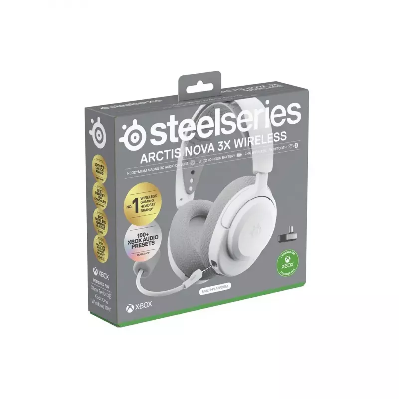 Kõrvaklapid STEELSERIES Arctis Nova 3X Wireless — binauraalsed üle-kõrva kõrvaklapid, Bluetooth 5.3, 2,4 GHz RF, 40 h aku, USB-C