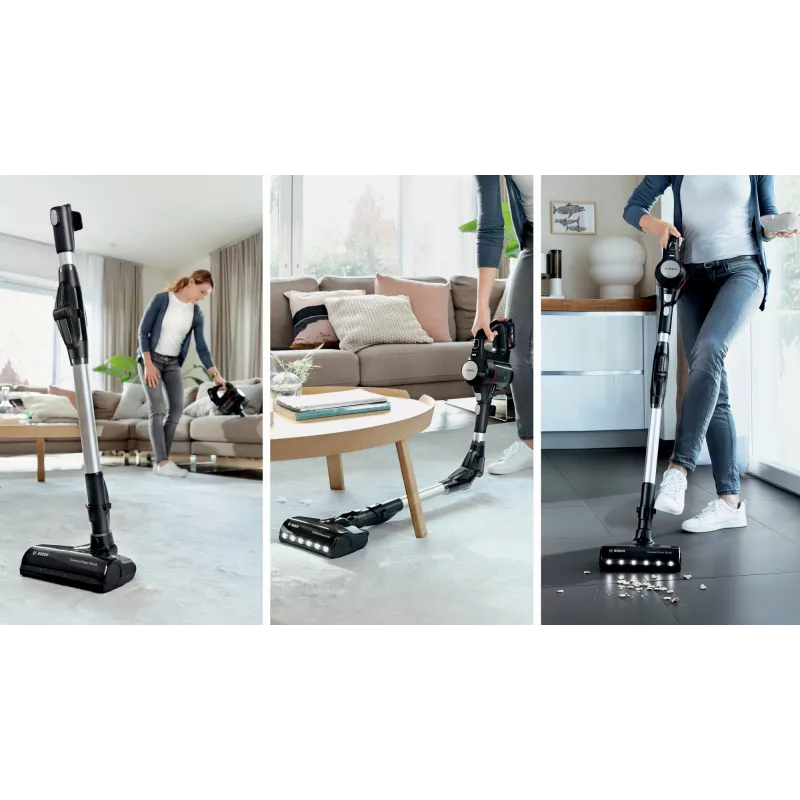 Kepsätimisseade Bosch BCS711PET — juhtmeta 18 V, 40 min tööaeg, 0,3 L tolmukotita, kõvadele põrandatele ja vaipadele, punane/must