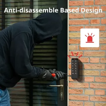 Nutikas ukselukk SwitchBot Keypad Touch — koodi- ja sõrmejäljejuurdepääs, must, CR123A patareid, juhtmevaba, 38×36×112 mm