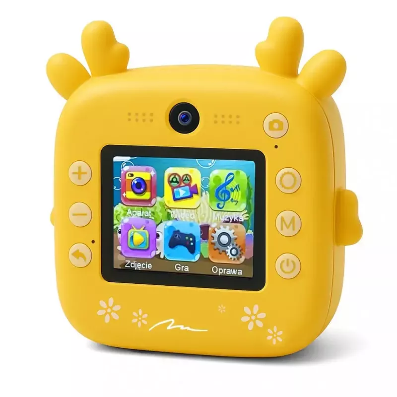 Laste digikaamera MEDIA-TECH SNAPI MT4108 — 8 MP interpoleeritud, 1280x720 LCD, 1000 mAh, USB-C, microSD pesa, kollane