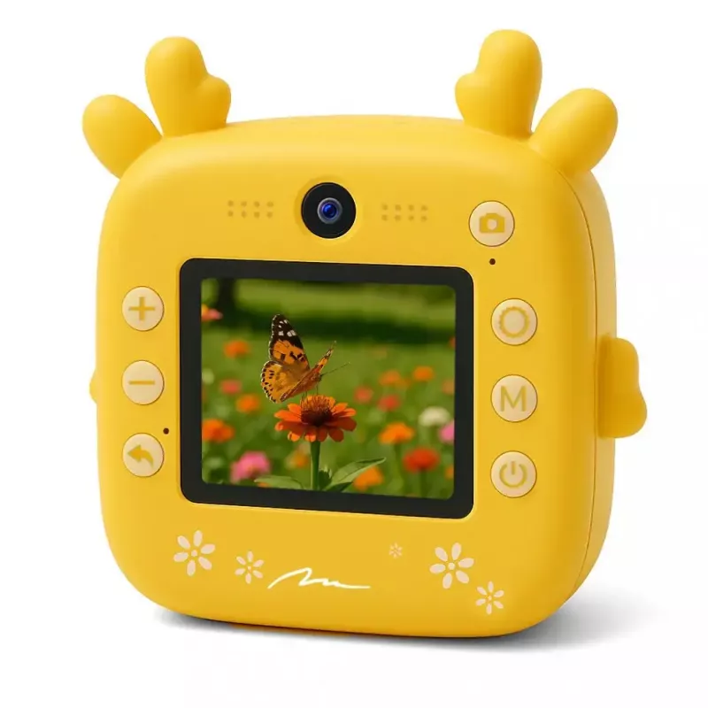 Laste digikaamera MEDIA-TECH SNAPI MT4108 — 8 MP interpoleeritud, 1280x720 LCD, 1000 mAh, USB-C, microSD pesa, kollane