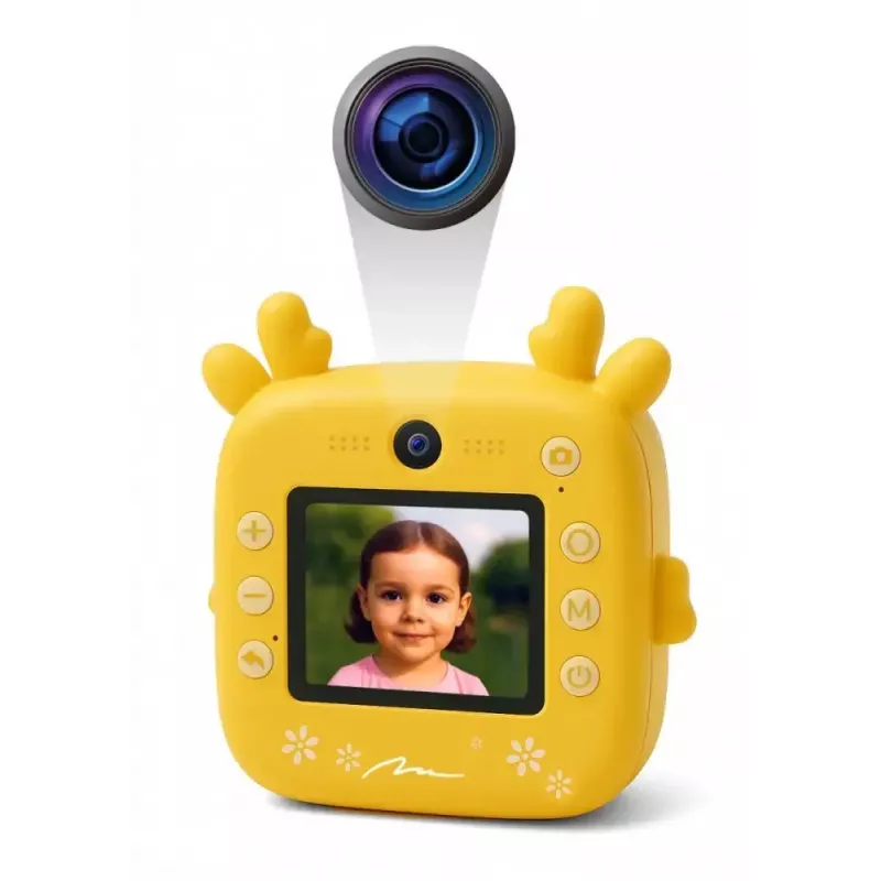 Laste digikaamera MEDIA-TECH SNAPI MT4108 — 8 MP interpoleeritud, 1280x720 LCD, 1000 mAh, USB-C, microSD pesa, kollane