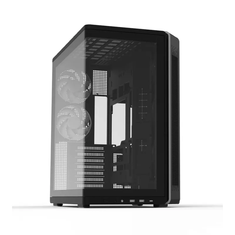 ZALMAN P60 Must arvutikorpus Midi Tower — ATX/Mini-ITX, karastatud klaas, 3×120 mm külje- + 2×120 mm tagaventilaatorid, 290×475×478 mm