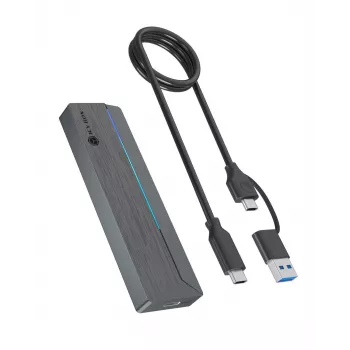 ICY BOX M.2 SATA/NVMe SSD korpus koos USB 3.2 Gen 2 USB-C ja RGB valgustusega