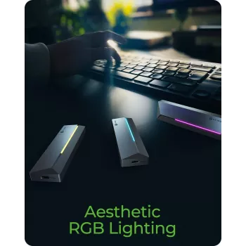 ICY BOX M.2 SATA/NVMe SSD korpus koos USB 3.2 Gen 2 USB-C ja RGB valgustusega