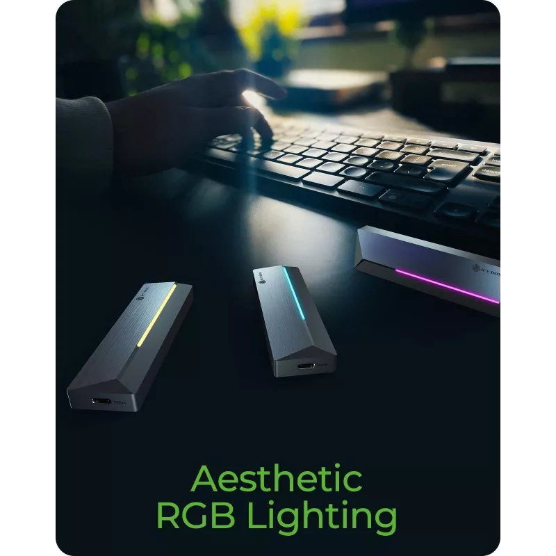 ICY BOX M.2 SATA/NVMe SSD korpus koos USB 3.2 Gen 2 USB-C ja RGB valgustusega