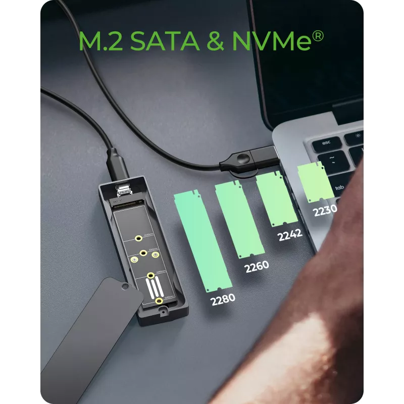 ICY BOX M.2 SATA/NVMe SSD korpus koos USB 3.2 Gen 2 USB-C ja RGB valgustusega
