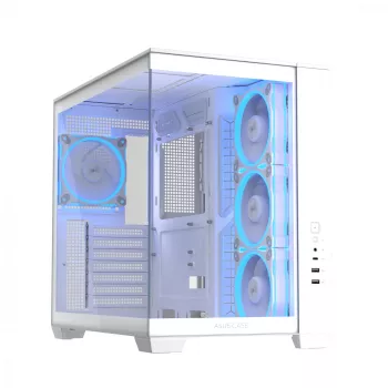 PC-korpus ASUS A32 PLUS/WT/TG/ARGB Mid Tower, valge, ATX, karastatud klaas, ARGB, USB-C, toetab kuni 420 mm GPU-d