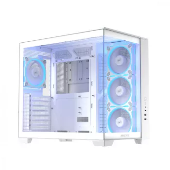 PC-korpus ASUS A32 PLUS/WT/TG/ARGB Mid Tower, valge, ATX, karastatud klaas, ARGB, USB-C, toetab kuni 420 mm GPU-d