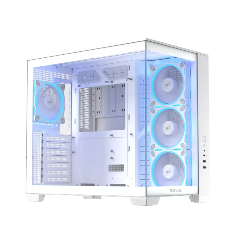 PC-korpus ASUS A32 PLUS/WT/TG/ARGB Mid Tower, valge, ATX, karastatud klaas, ARGB, USB-C, toetab kuni 420 mm GPU-d