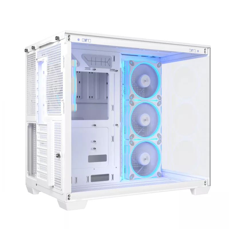 PC-korpus ASUS A32 PLUS/WT/TG/ARGB Mid Tower, valge, ATX, karastatud klaas, ARGB, USB-C, toetab kuni 420 mm GPU-d