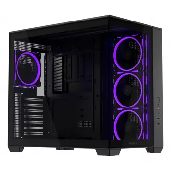 PC korpus ASUS A32 PLUS ATX, must — karastatud klaas, RGB ventilaatorid, USB-C, toetab ATX/Micro-ATX/Mini-ITX