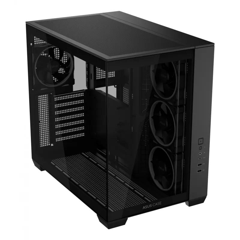 PC korpus ASUS A32 PLUS ATX, must — karastatud klaas, RGB ventilaatorid, USB-C, toetab ATX/Micro-ATX/Mini-ITX
