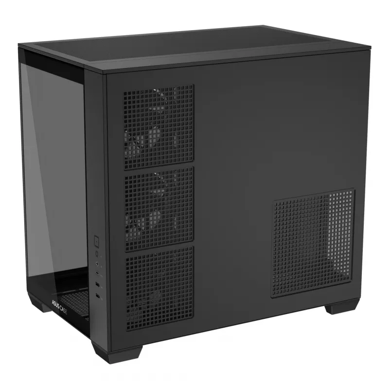 PC korpus ASUS A32 PLUS ATX, must — karastatud klaas, RGB ventilaatorid, USB-C, toetab ATX/Micro-ATX/Mini-ITX