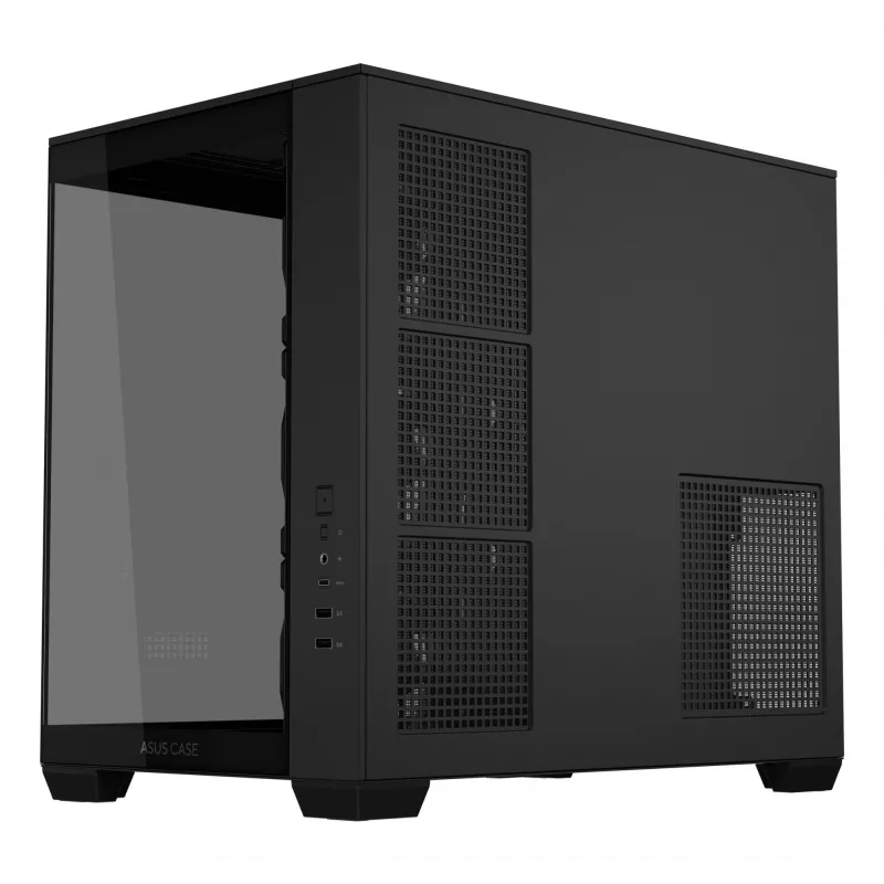 PC korpus ASUS A32 PLUS ATX, must — karastatud klaas, RGB ventilaatorid, USB-C, toetab ATX/Micro-ATX/Mini-ITX