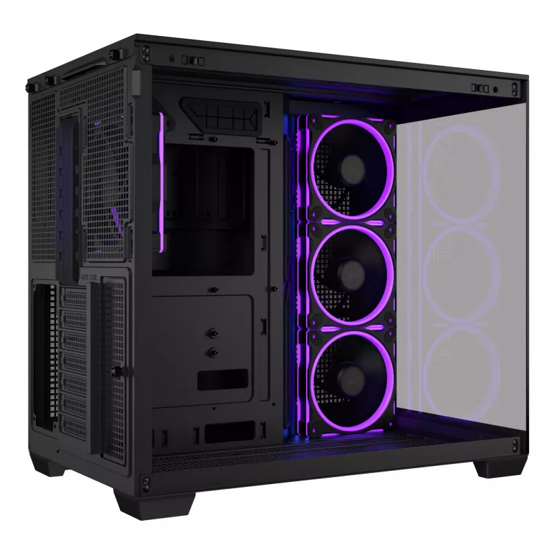 PC korpus ASUS A32 PLUS ATX, must — karastatud klaas, RGB ventilaatorid, USB-C, toetab ATX/Micro-ATX/Mini-ITX