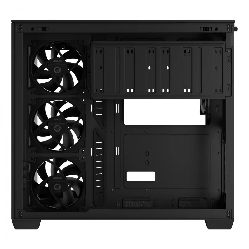PC korpus ASUS A32 PLUS ATX, must — karastatud klaas, RGB ventilaatorid, USB-C, toetab ATX/Micro-ATX/Mini-ITX