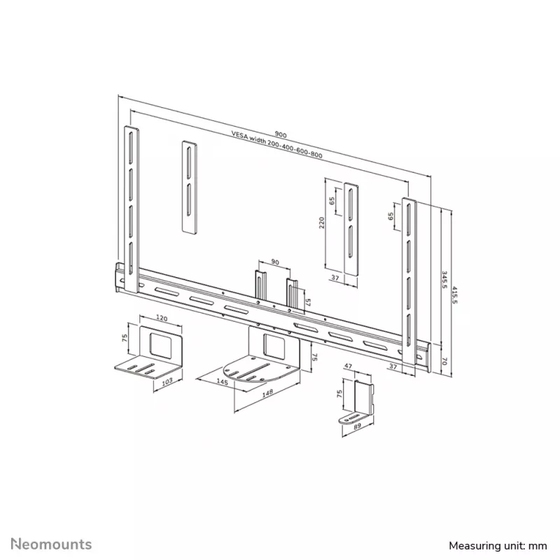 Neomounts AV50-500BL PTZ/UC kaamerariiuli komplekt 43-110 tolli - VESA - max 5 kg - universaalne