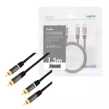 LogiLink CA1203 helikaabel 1,5 m 2xRCA must