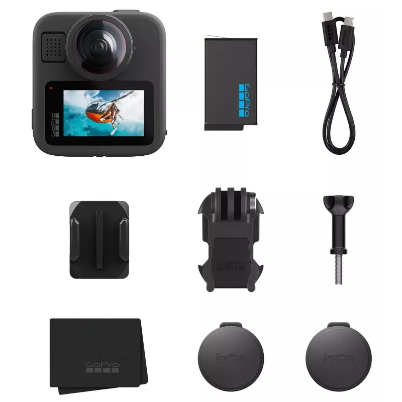 Action Camera GoPro MAX 2 – 29,5 MP, 8K Ultra HD video 100 kaadrit sekundis, GPS, Wi‑Fi, sisseehitatud LCD-ekraan