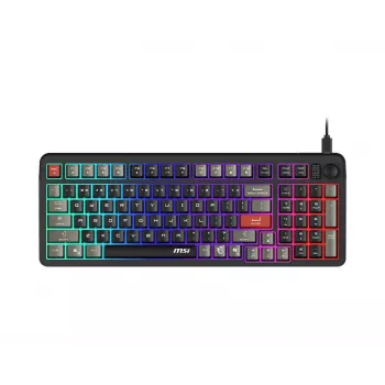 Klaviatuur MSI Forge GK110 — Täissuuruses (100%), USB-juhtmega, QWERTY USA inglise, membraan, RGB-taustvalgustus, 97 klahvi, must