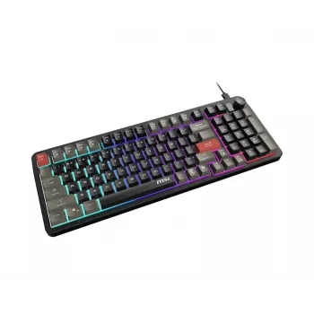 Klaviatuur MSI Forge GK110 — Täissuuruses (100%), USB-juhtmega, QWERTY USA inglise, membraan, RGB-taustvalgustus, 97 klahvi, must