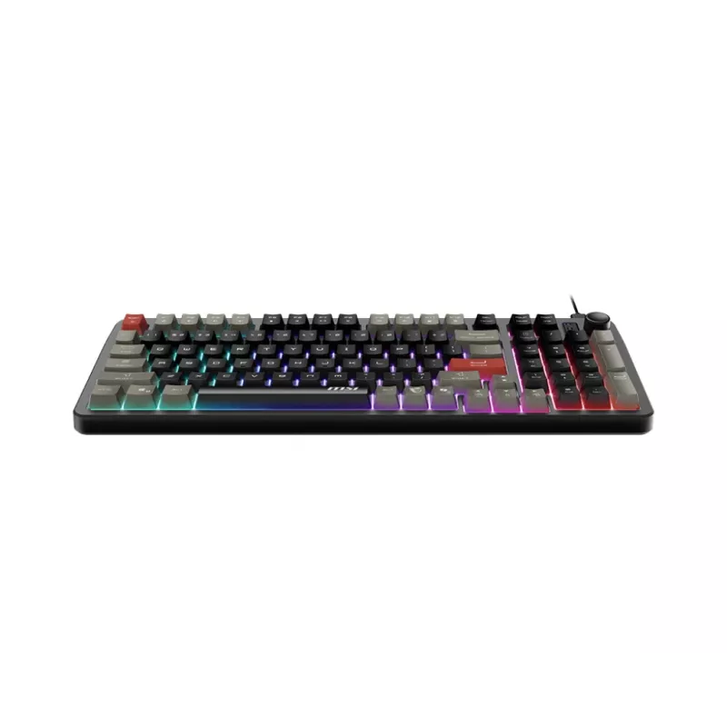 Klaviatuur MSI Forge GK110 — Täissuuruses (100%), USB-juhtmega, QWERTY USA inglise, membraan, RGB-taustvalgustus, 97 klahvi, must
