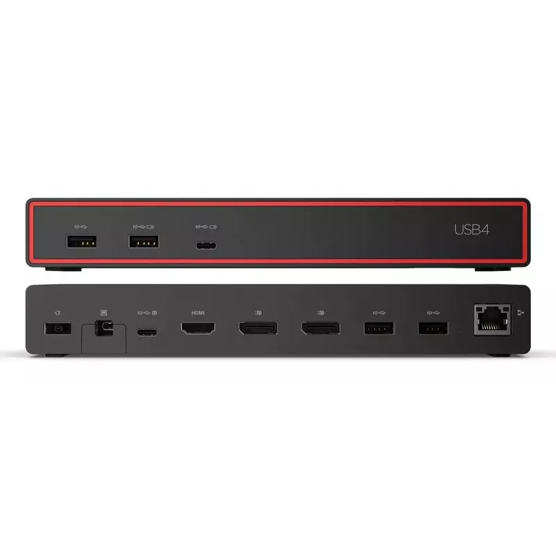 Dokkimisjaam Lenovo ThinkPad USB4 Dock 5000 — juhtmega Thunderbolt 4, 65 W PD, 3840×2160, HDMI, 4× USB-A, Gigabit Ethernet, must