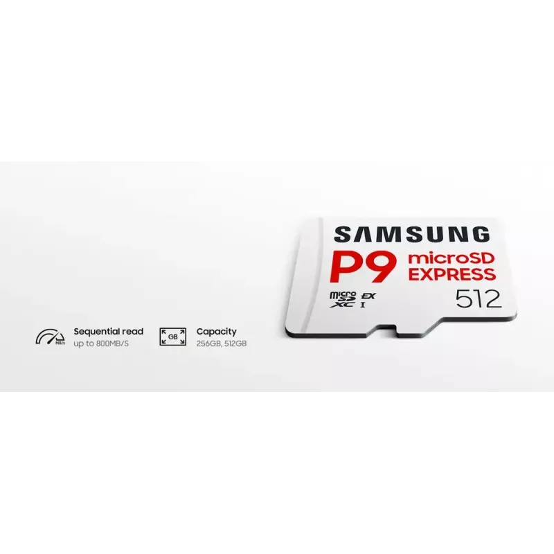 microSDXC mälukaart Samsung P9 Express 256 GB — UHS-I, lugemine 800 MB/s, V30, U1, vastupidav