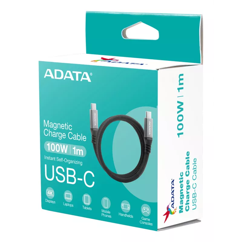 USB C - USB C andmekaabel ADATA CACCU3-100W-100AN-BK — USB 3.2 Gen 2 (10 Gbit/s), 1 m, must