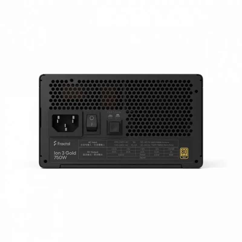 Toiteplokk fractal design FDE Ion 3 GOLD 750W 80+ GOLD Must, modulaarne ATX, 750W väljund