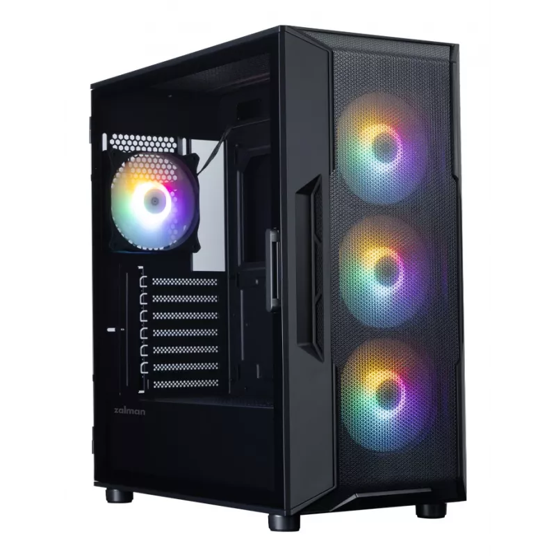 ZALMAN Mid Tower PC Case I3 NEO V2, must, 4x RGB ventilaatorit, ATX/microATX tugi