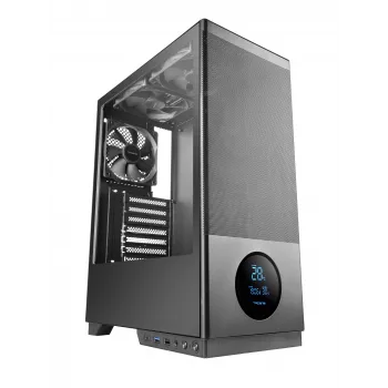 TACENS arvutikorpus 2SAGITTA20 Midi Tower, karastatud klaas, ATX/Micro-ITX/Mini-ITX, 1x3,5 tolli + 2x2,5 tolli, LED, ventilaatorid kaasas