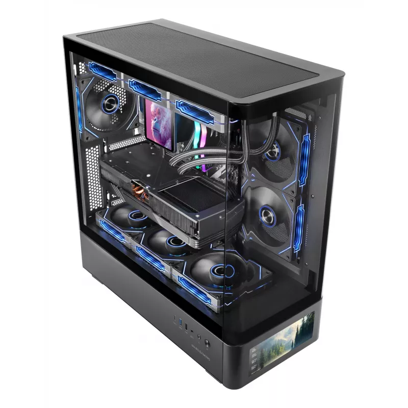 PC-korpus TACENS Mars Gaming MCLCDPRO Midi Tower — Must, IPS 7.2-tolline ekraan, alumine toiteplokk, ATX/Micro‑ATX/Mini‑ITX tugi