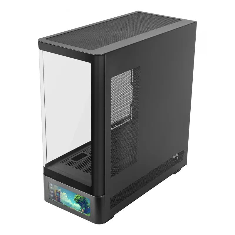 PC-korpus TACENS Mars Gaming MCLCDPRO Midi Tower — Must, IPS 7.2-tolline ekraan, alumine toiteplokk, ATX/Micro‑ATX/Mini‑ITX tugi