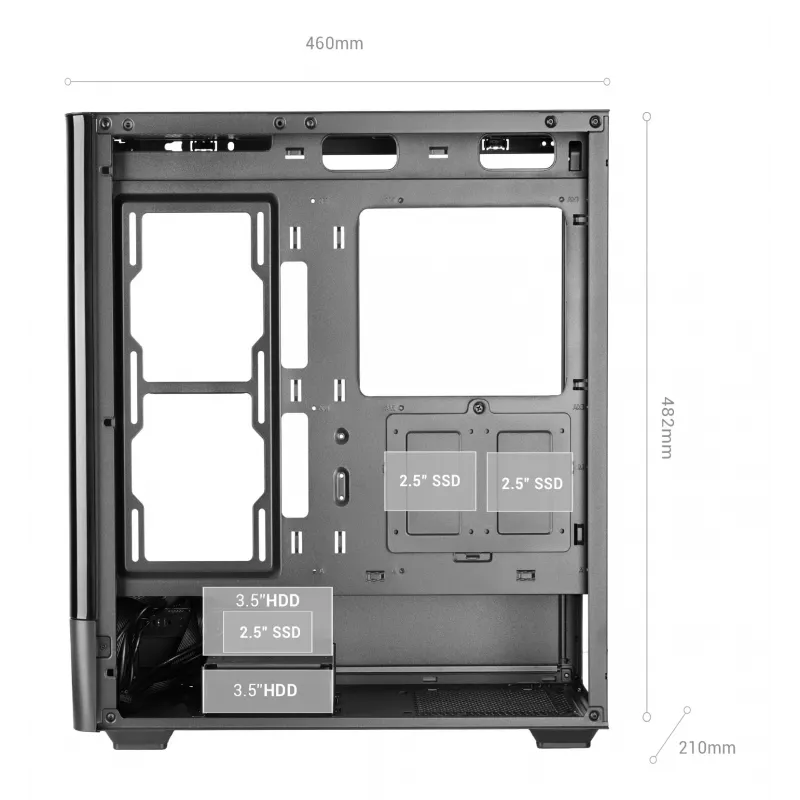 PC-korpus TACENS Mars Gaming MCLCDPRO Midi Tower — Must, IPS 7.2-tolline ekraan, alumine toiteplokk, ATX/Micro‑ATX/Mini‑ITX tugi