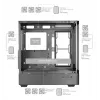 PC-korpus TACENS Mars Gaming MCLCDPRO Midi Tower — Must, IPS 7.2-tolline ekraan, alumine toiteplokk, ATX/Micro‑ATX/Mini‑ITX tugi
