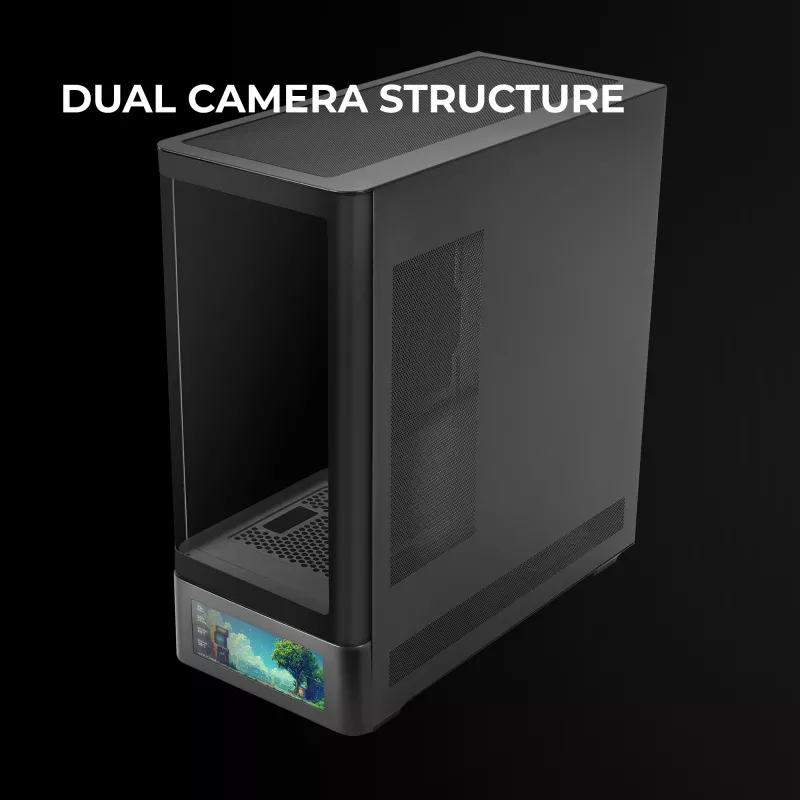PC-korpus TACENS Mars Gaming MCLCDPRO Midi Tower — Must, IPS 7.2-tolline ekraan, alumine toiteplokk, ATX/Micro‑ATX/Mini‑ITX tugi