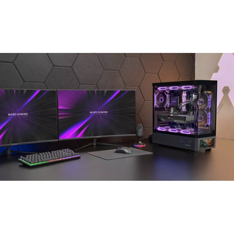 PC-korpus TACENS Mars Gaming MCLCDPRO Midi Tower — Must, IPS 7.2-tolline ekraan, alumine toiteplokk, ATX/Micro‑ATX/Mini‑ITX tugi