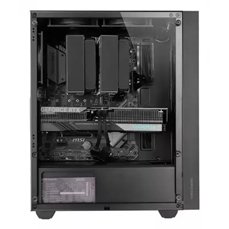 PC Case TACENS Mars Gaming MC-PMAX Midi Tower — ATX/Micro-ATX/Mini-ITX, 3x120 mm ees, 1x120 mm taga, 2x3,5-tollist ja 2x2,5-tollist sahtlit, must
